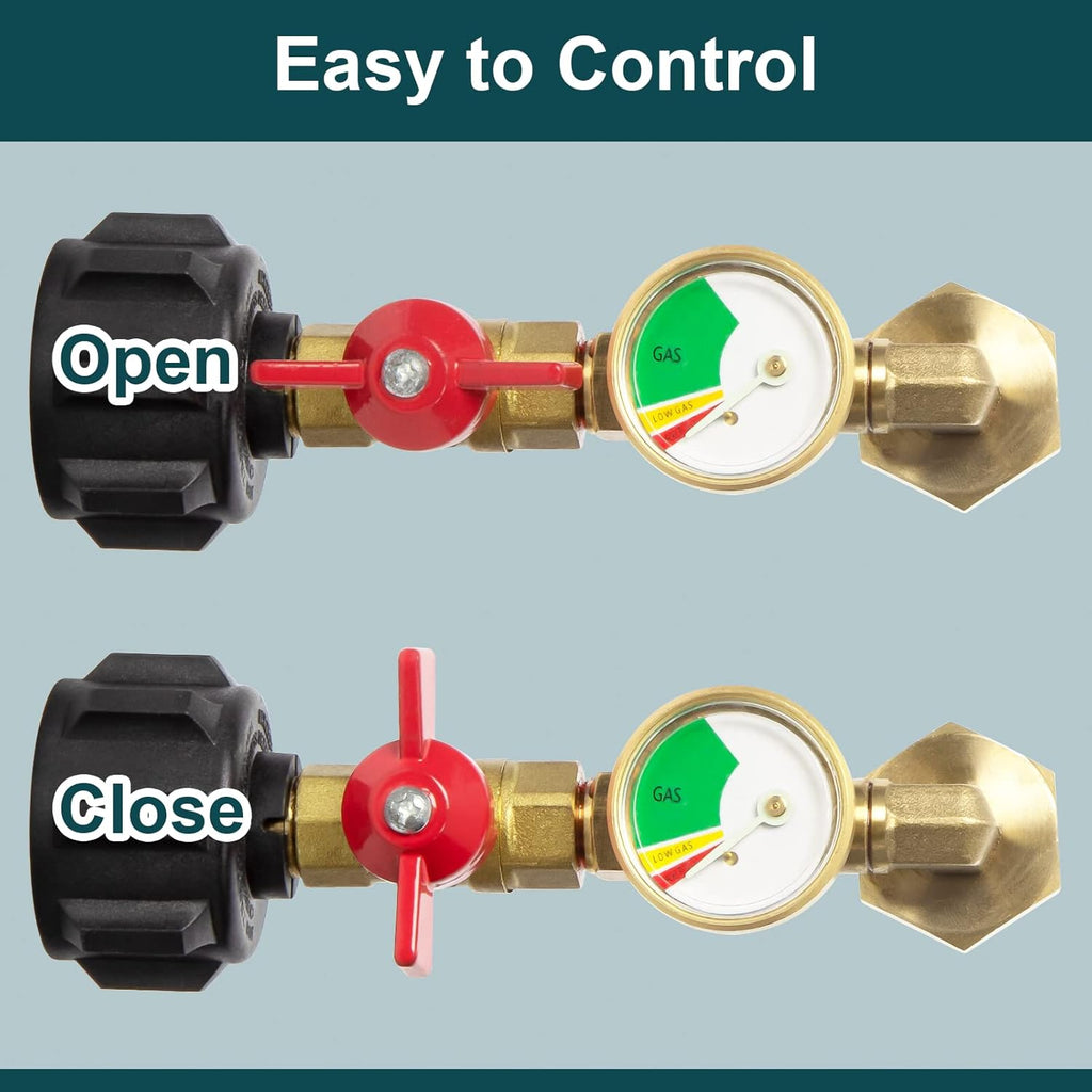 Propane Refill Adapter with Valve and Gauge, Brass L79787