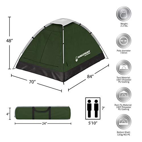 2 Person Camping Tent with Rain Fly and Carrying Bag Y9751