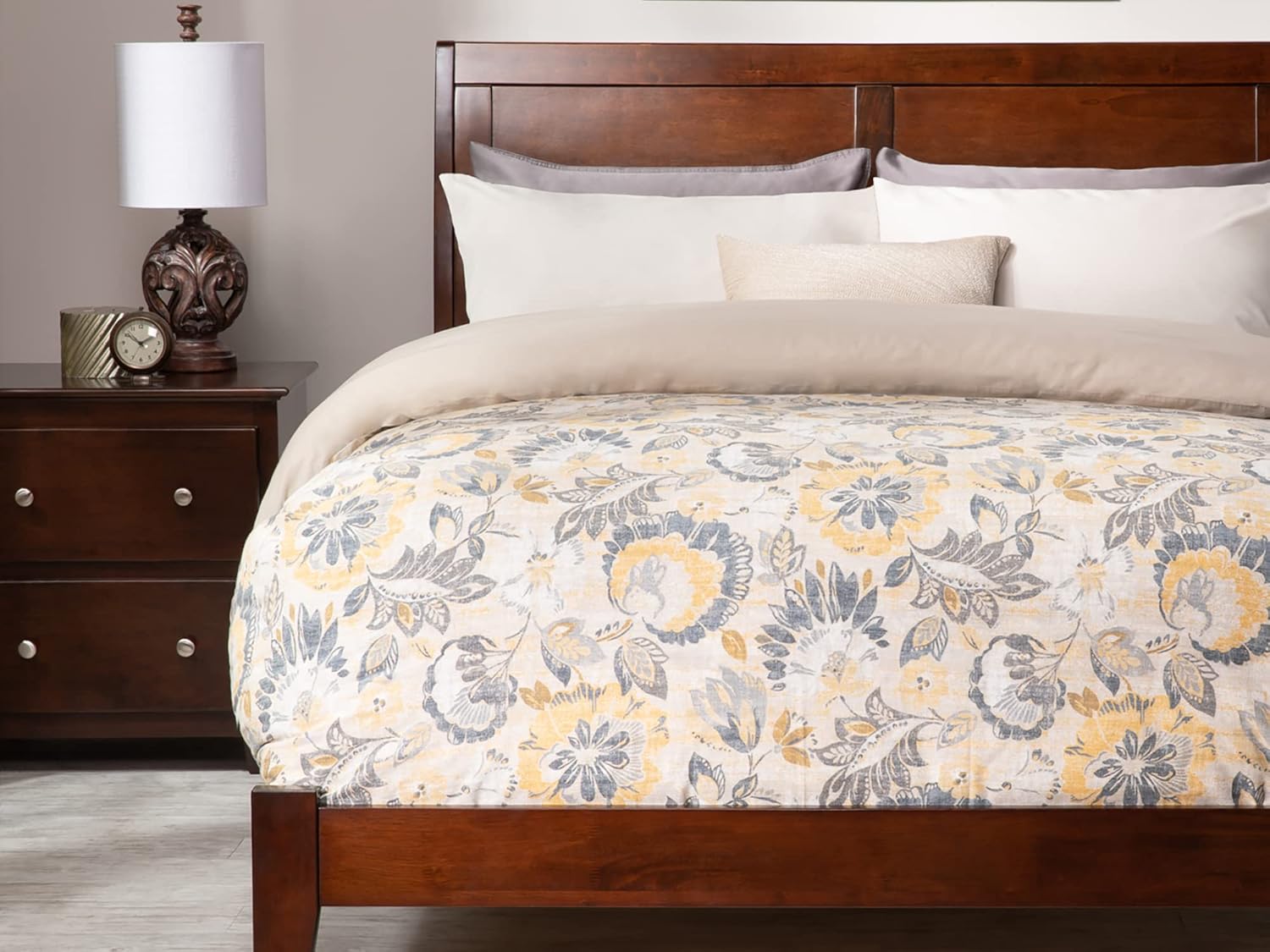 King Walnut Wood Platform Bed F6715