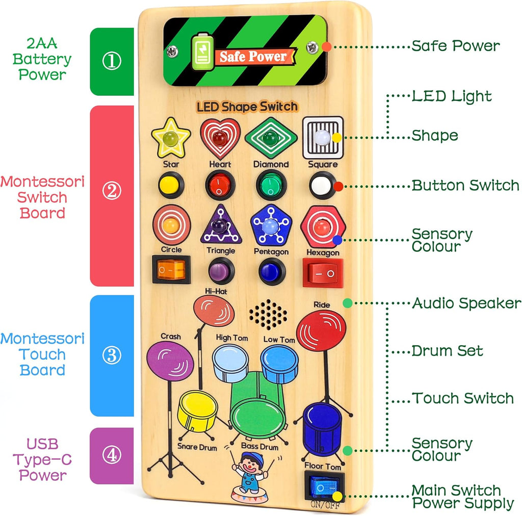 USB Busy Board with LED Shape Switch and Drum Set H9587