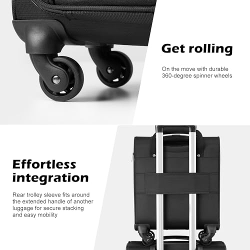Underseat Carry On Luggage Softside Lightweight Spinner Suitcase O572