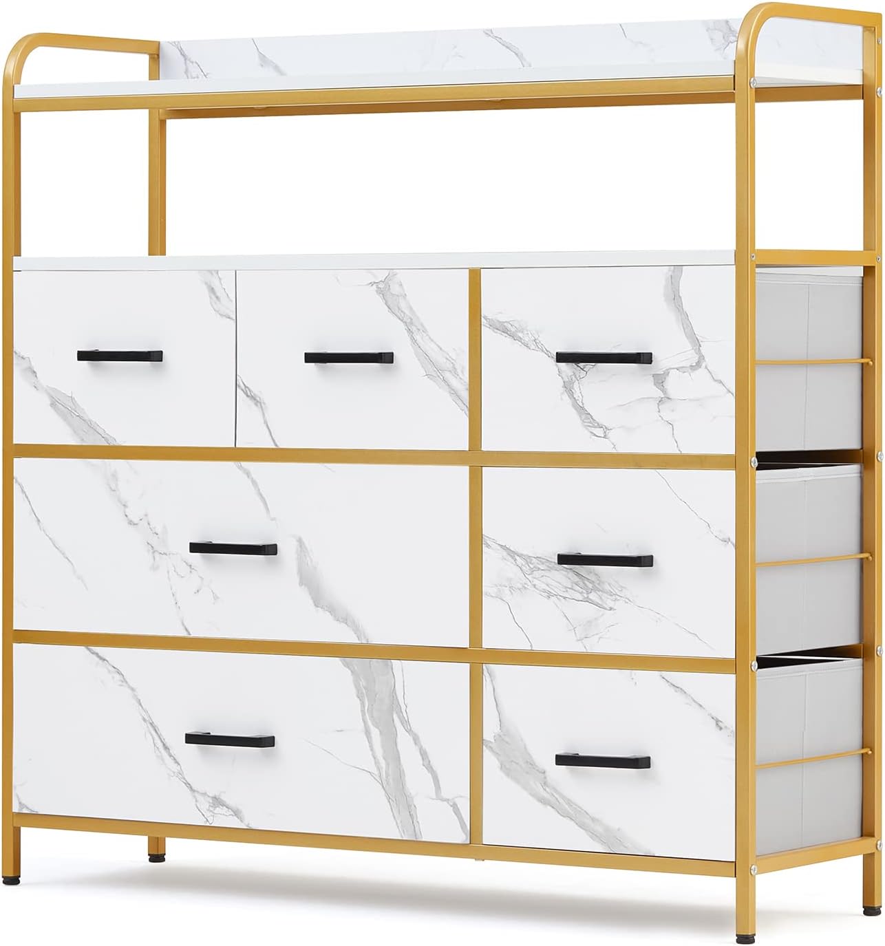 White 7 Drawer Chest of Drawers with Steel Frame and Wood Top B231402