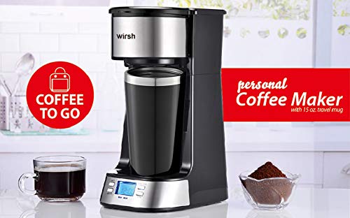Black Single Serve Coffee Maker with Programmable Timer and LCD Display U950