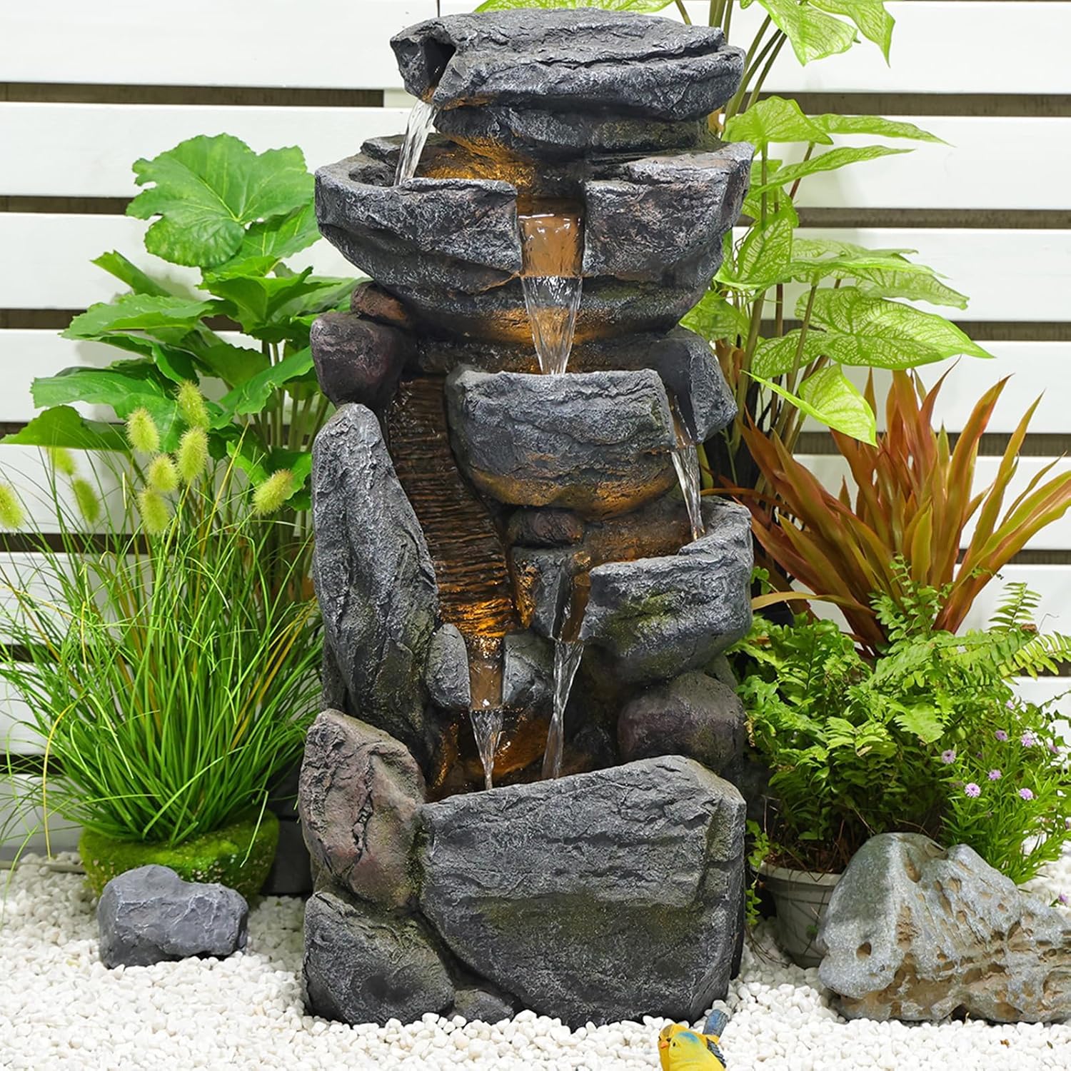 Grey Resin 5-Tiered Water Fountain T870407