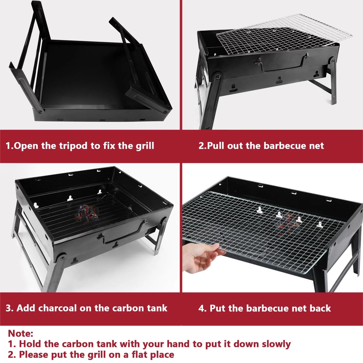 13.7" Foldable Stainless Steel Charcoal Grill I69334
