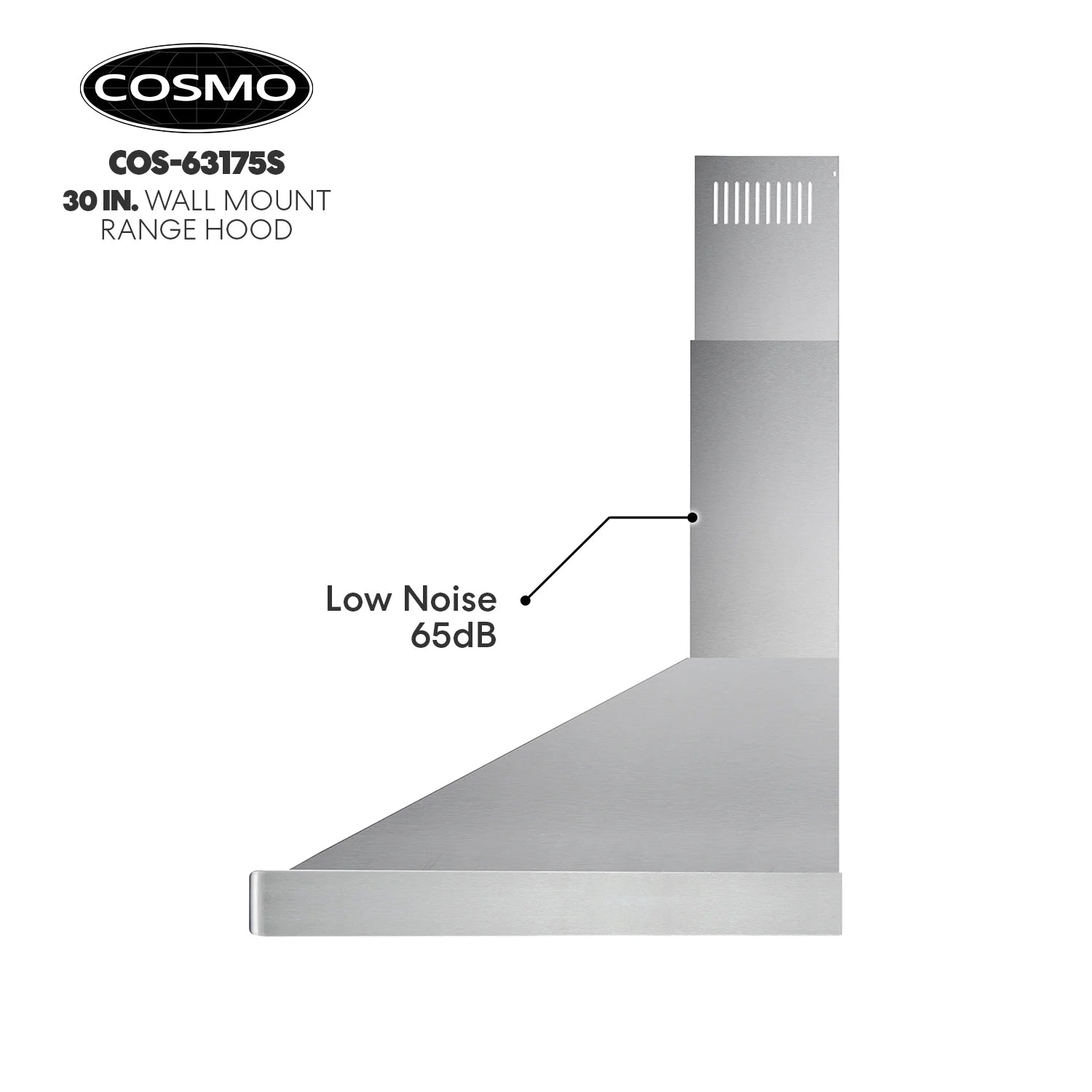 Stainless Steel Ductless Wall Mount Range Hood with LED Lighting and Carbon Filter Kit J7476