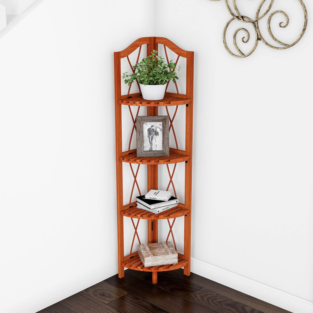 4-Tier Folding Corner Bookcase V6548