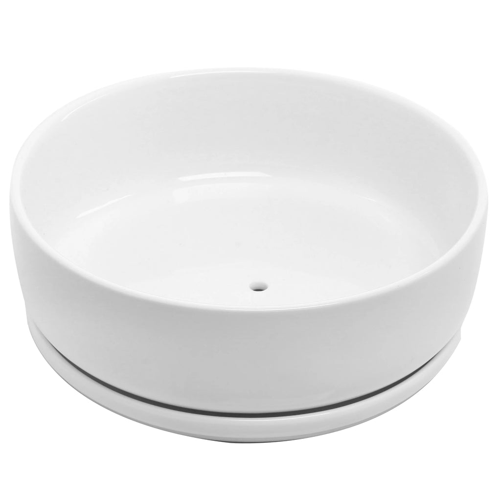 White Ceramic Round Succulent Planter W876645