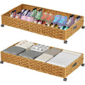 2 Pack 31.5in Rolling Rattan Under Bed Storage Bins S546