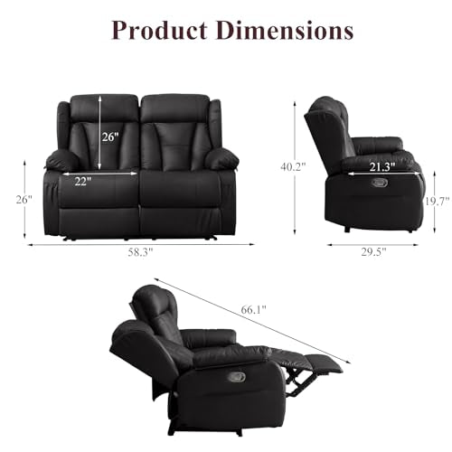 Brown RV Loveseat Recliner Sofa with Side Pockets Z101893