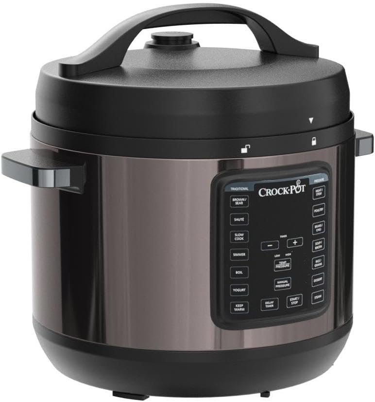8-Quart Programmable Slow Cooker and Pressure Cooker, Black Stainless D476