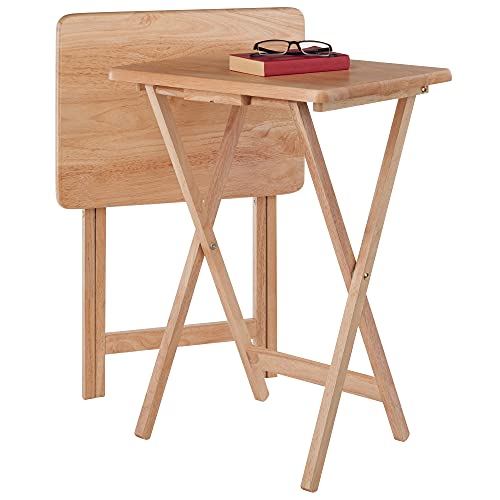 Set of 2 Foldable Snack Tables, 26", Natural H3699