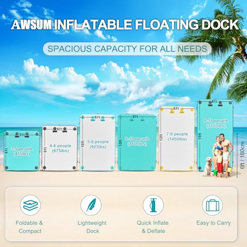 Inflatable Floating Dock Platform with None-Slip Surface E377