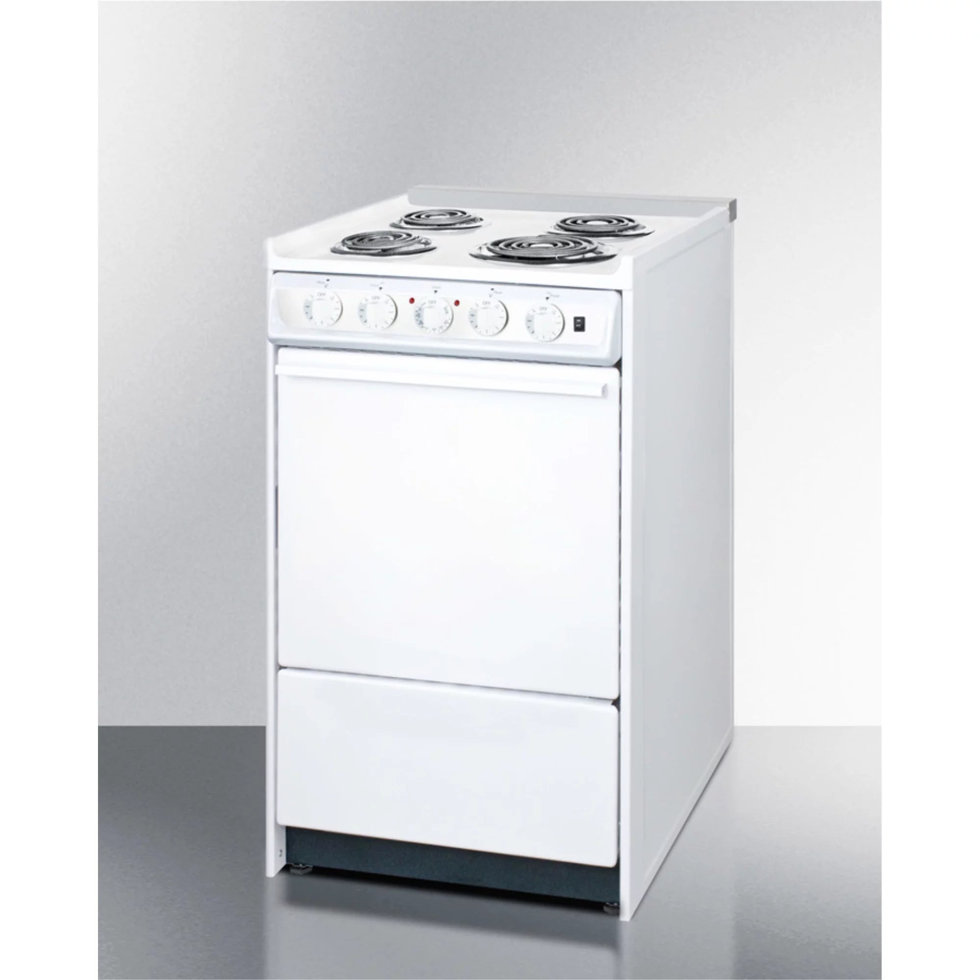 20 in. Wide Slide-in Style Coil Top Electric Range In White with Storage Compartment G190688