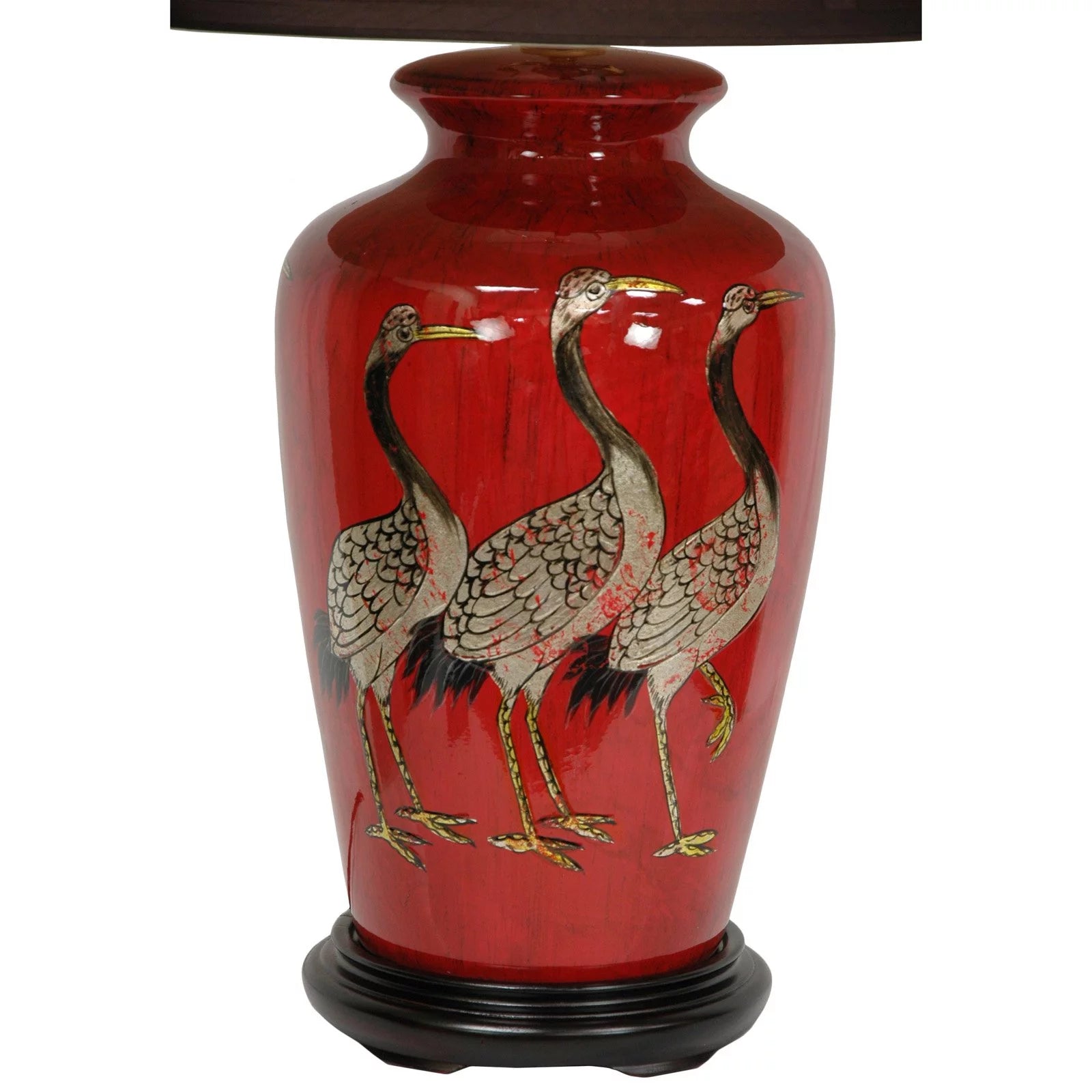 Red Crowned Cranes Vase Lamp T5892