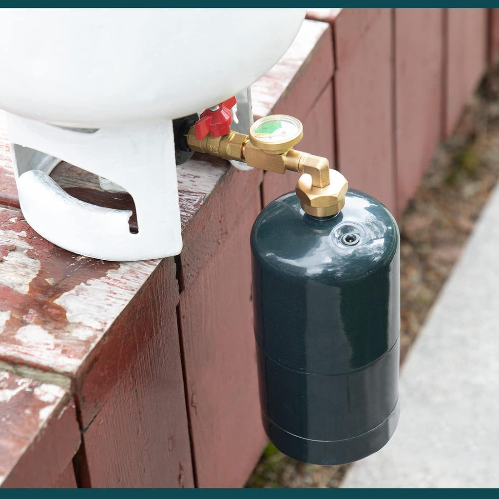 Propane Refill Adapter with Valve and Gauge, Brass L79787