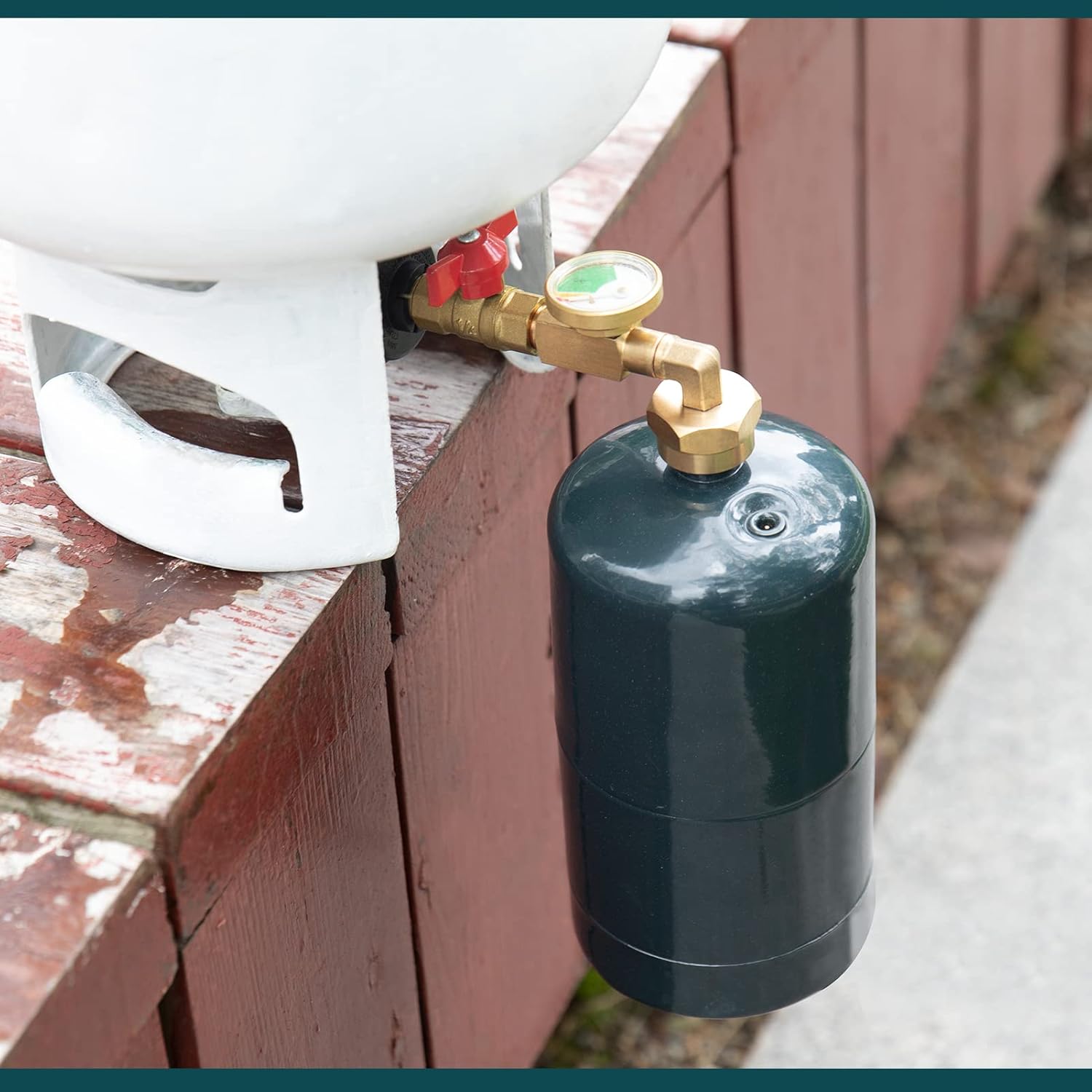 Propane Refill Adapter with Valve and Gauge, Brass L79787