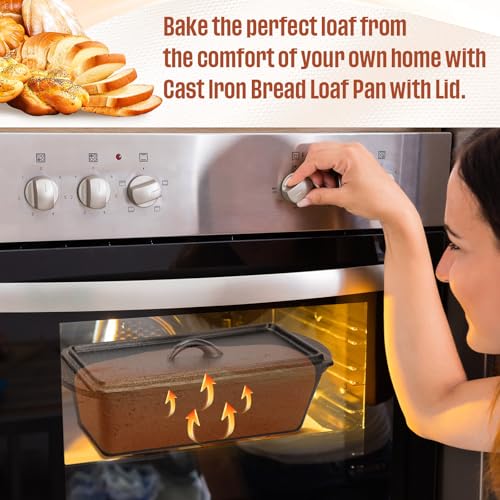 Cast Iron Bread Loaf Pan with Lid 13 x 5 x 4 Inches X3642