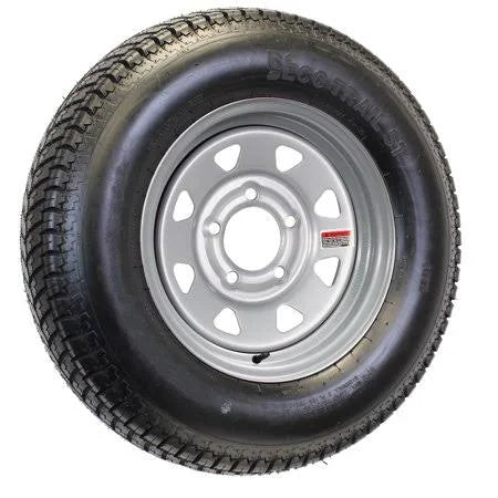 Mounted Radial Trailer Tire on Rim St205/75r15 Load C 5 Lug Silver Spoke V1204