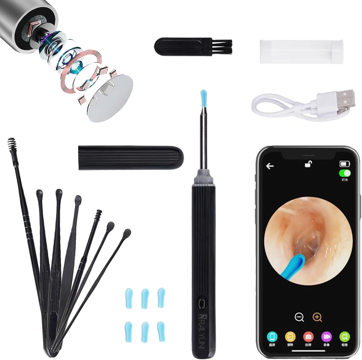 Ear Endoscope with LED Lights 1080P HD Camera Otoscope M938