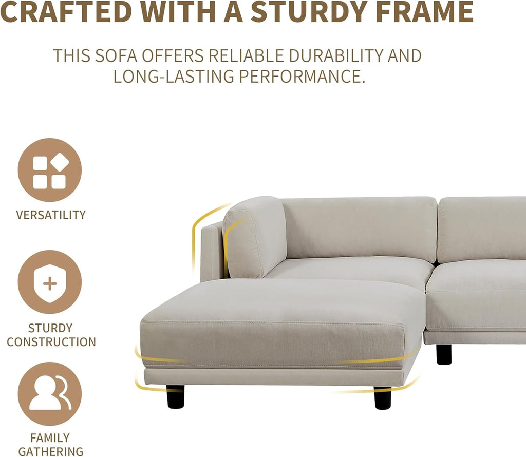 L Shaped Modular Sectional Sofa with Extra Wide Chaise and Polyester Blend Upholstery D1384