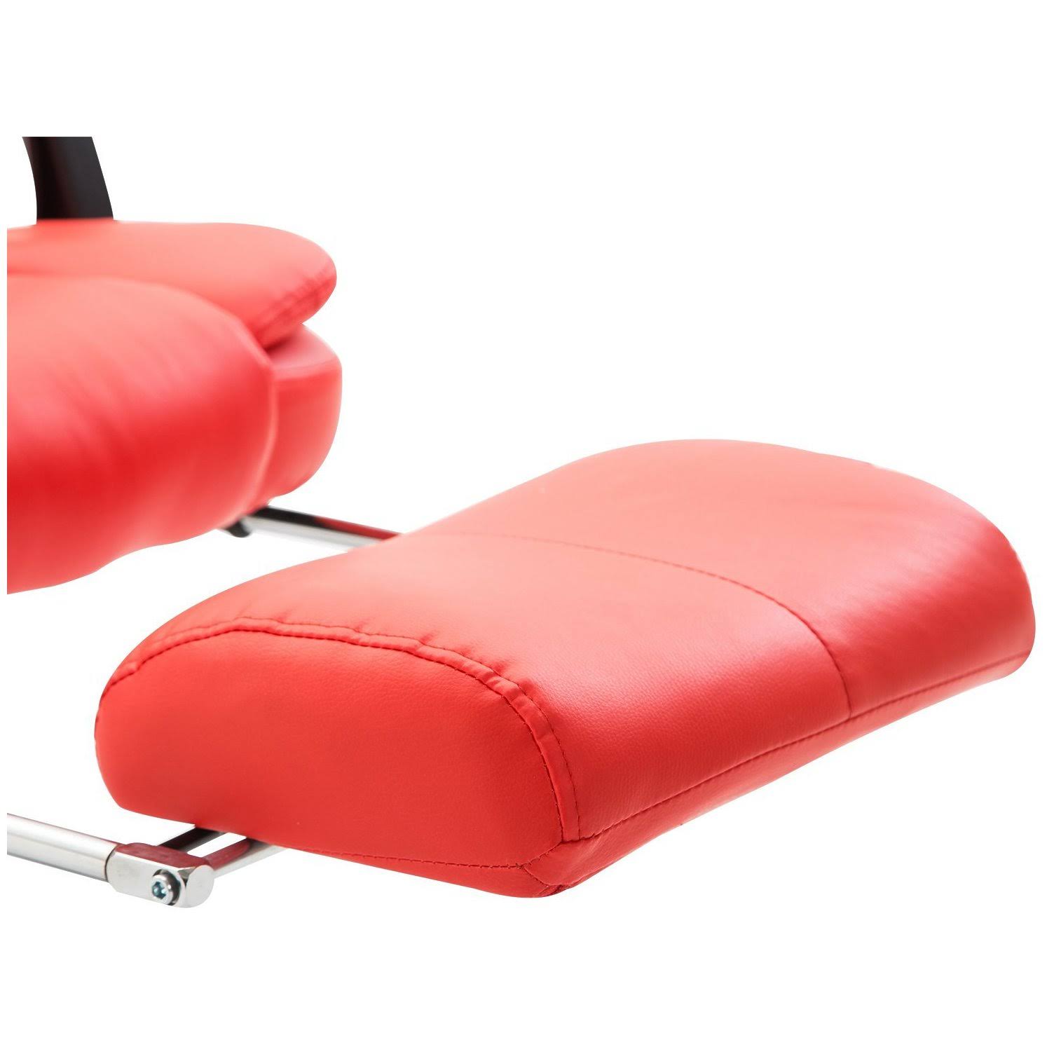 High Back Reclining PU Leather Office Chair with Footrest (Red) L300