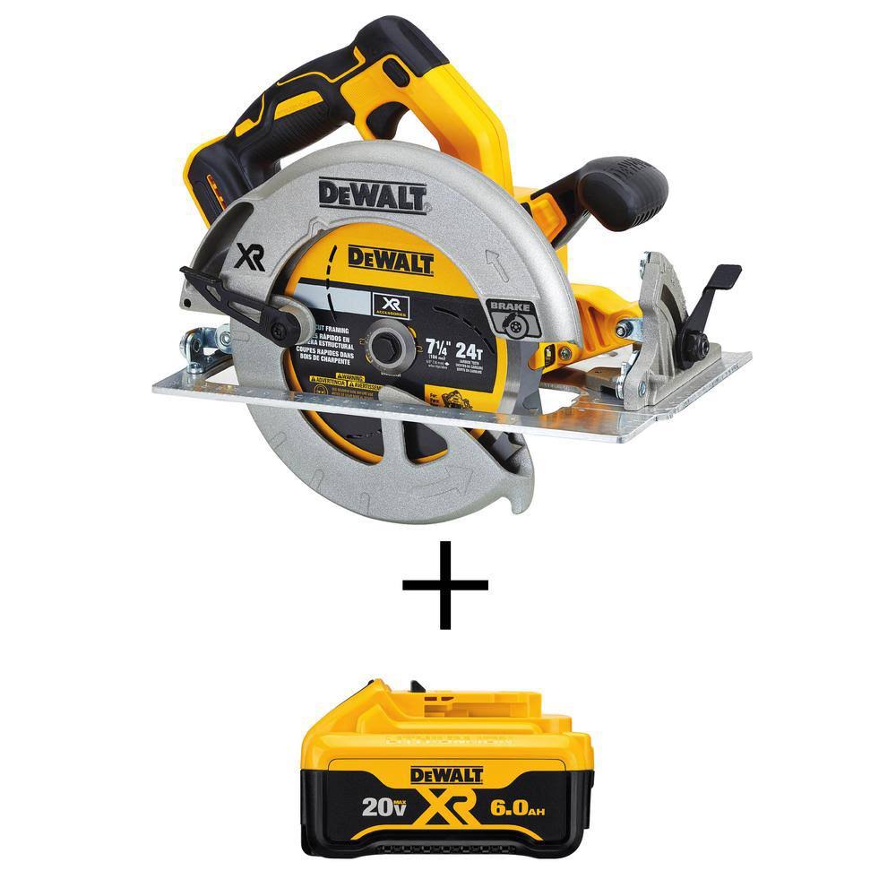 20-Volt Max XR Cordless Brushless 7-1/4 in. Circular Saw with 20-Volt Battery 6.0Ah I568087