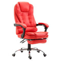 High Back Reclining PU Leather Office Chair with Footrest (Red) L300
