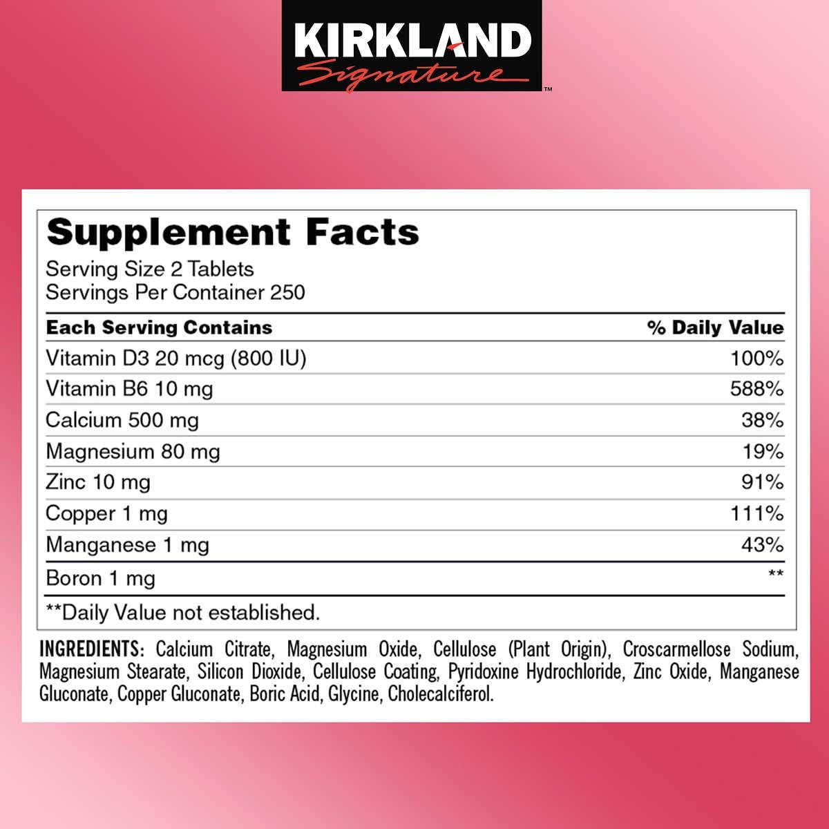 500 Count Calcium Citrate Magnesium and Zinc with Vitamin D3 I694
