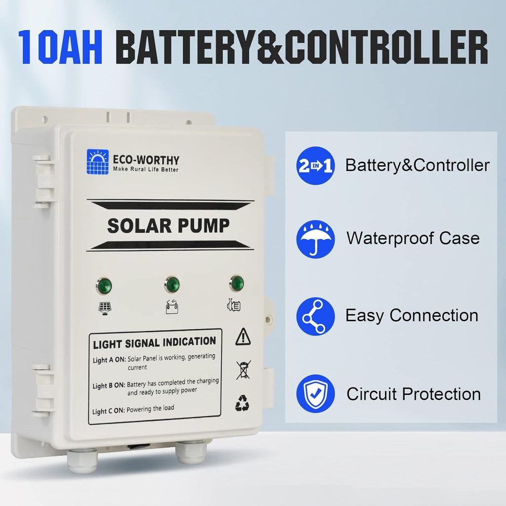 12V Solar Well Pump Kit with 120W Solar Panel and 10Ah Battery P6951
