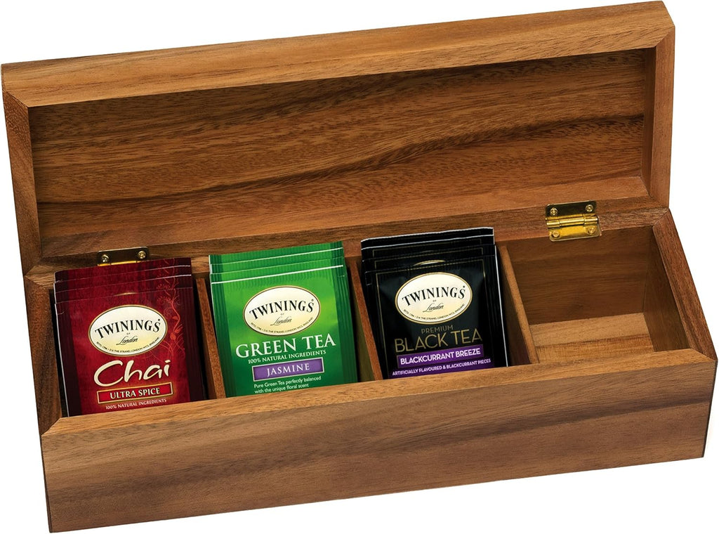 Acacia Wood Tea Box with 4 Sections P7056