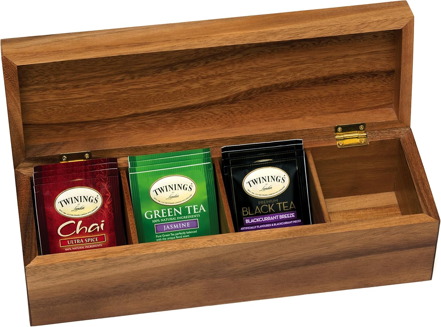 Acacia Wood Tea Box with 4 Sections P7056