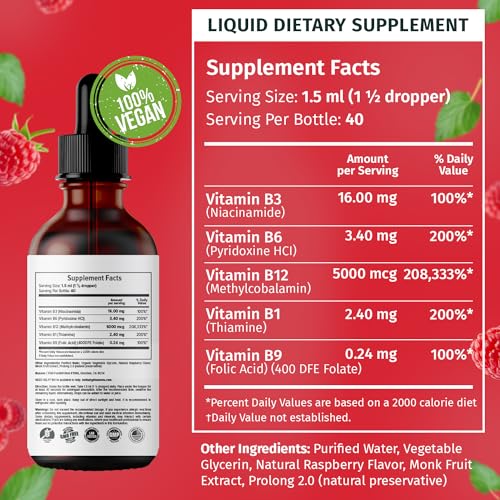 (2 Pack) Vitamin B12 Liquid Drops, 5000 mcg with Vitamin B6, 80 Servings N611550