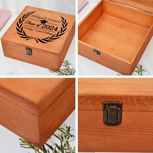 Custom Graduation Wooden Box with Name & Grad Year C50400