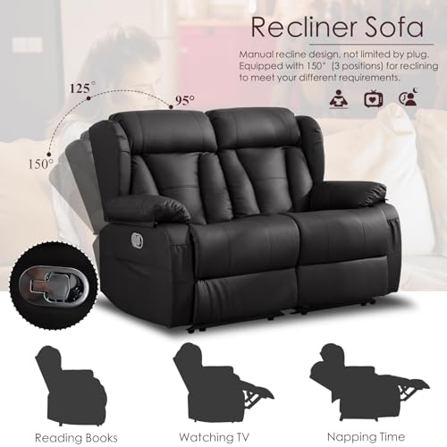 Brown RV Loveseat Recliner Sofa with Side Pockets Z101893