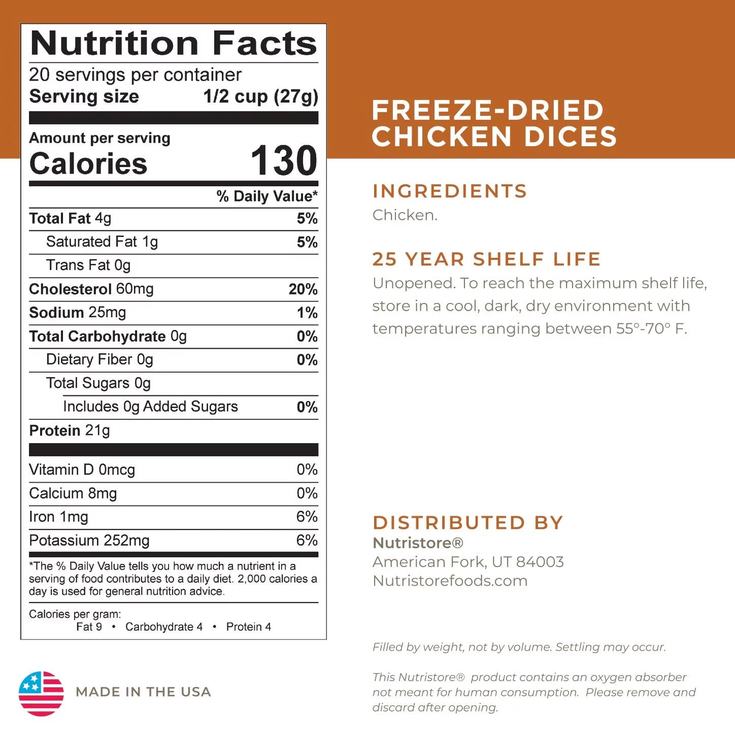 Freeze-Dried Chicken Dices No. 10 Can T44216