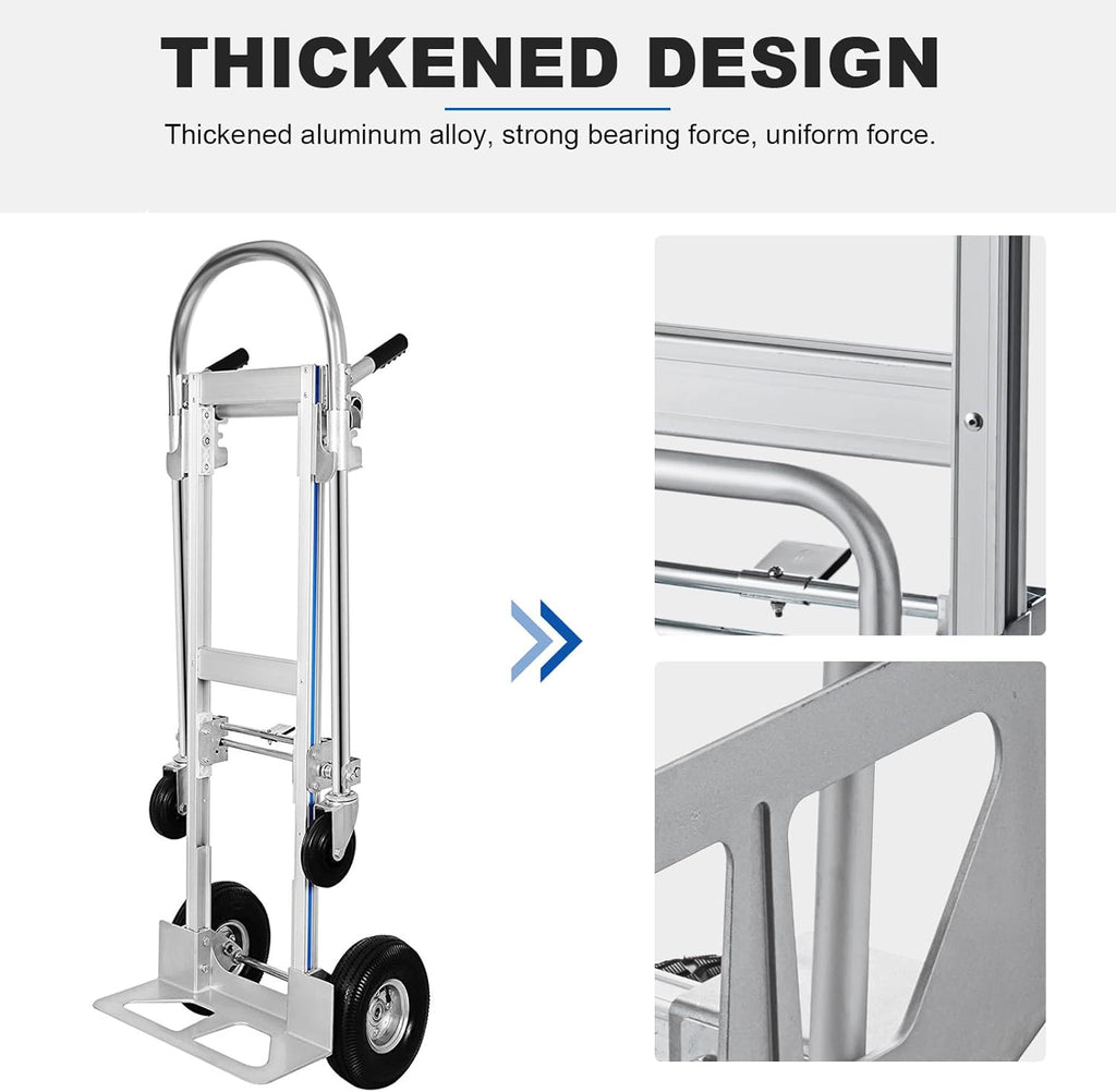 Heavy Duty Convertible Aluminum Hand Truck Dolly with Rubber Wheels C9285
