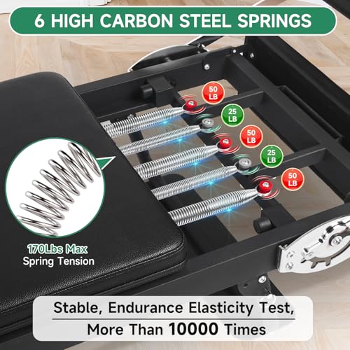 91.5inch Foldable Pilates Reformer with Pilates Ring Circle & Headrest, Jumpboard, Dual Resistance Springs T814543
