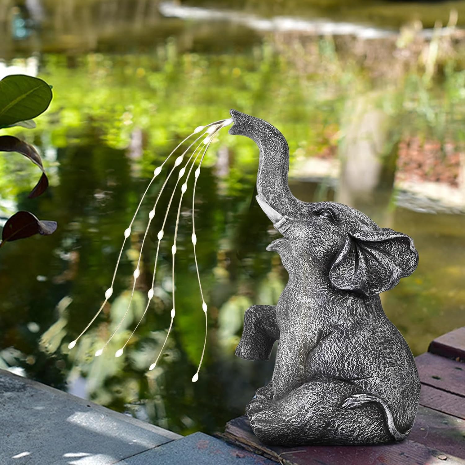 Elephant Statue Solar Garden LED Light Strings P4781
