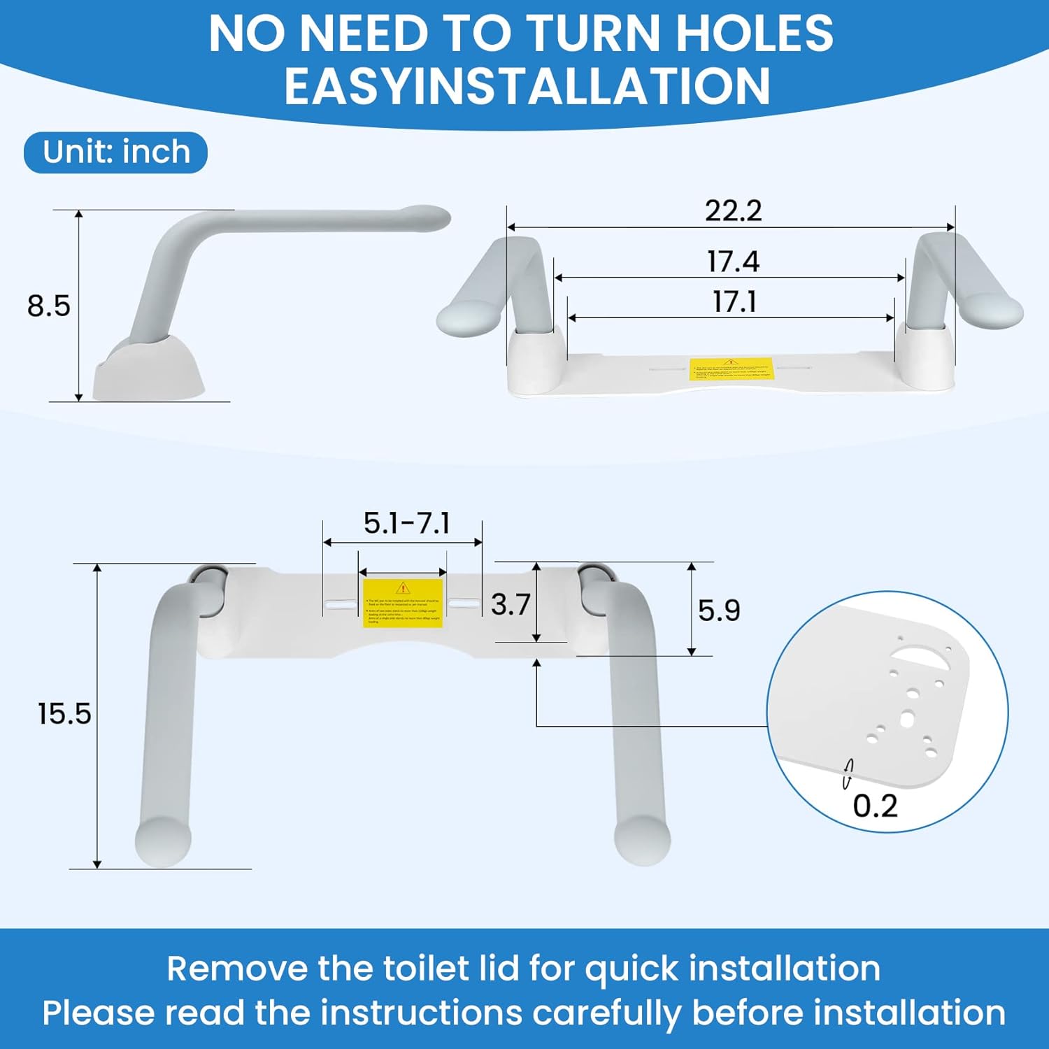 Heavy Duty Toilet Safety Rails with Foldable Handles F770352