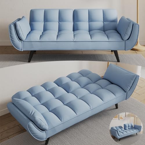 Black Velvet Convertible Sleeper Futon Sofa Bed U27432