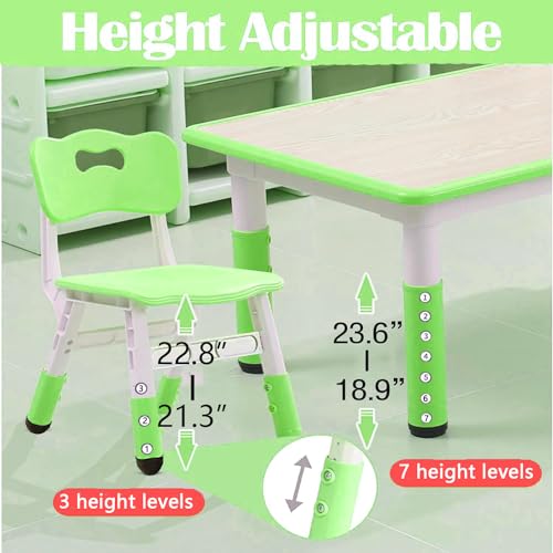 Height Adjustable 6 Seats Kids Table and Chairs Set B828