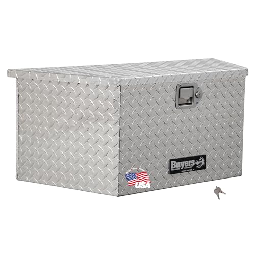 Aluminum Trailer Tongue Box, 18.3 x 16.1 x 33.4 Inch, Silver Diamond Tread Q9332