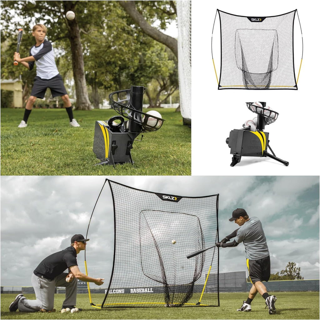 Soft Toss Pitching Machine and Vault Net Bundle H29315