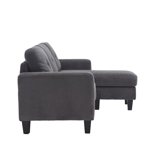 Emerald Velvet L-Shaped Sofa with Reversible Chaise and Ottoman D983