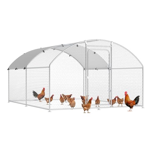 Large Metal Chicken Run Poultry Cage with Water-Resident and Anti-UV Cover, Spire Roof (10’ W x 13.2’ L x 6.4’ H) A318