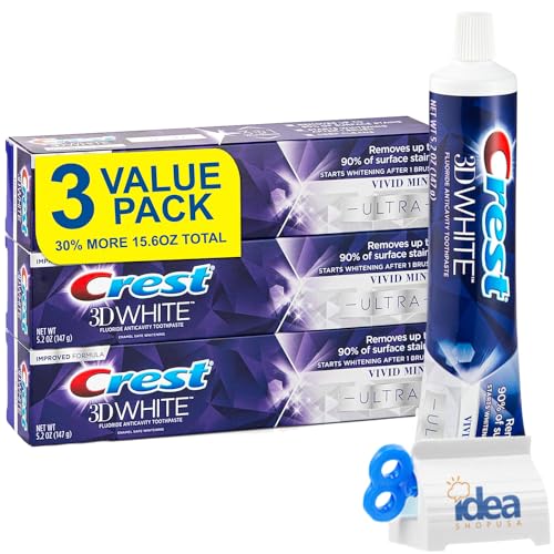 3 Large Tubes 5.2 oz Anticavity Fluoride Whitening Toothpaste H48566