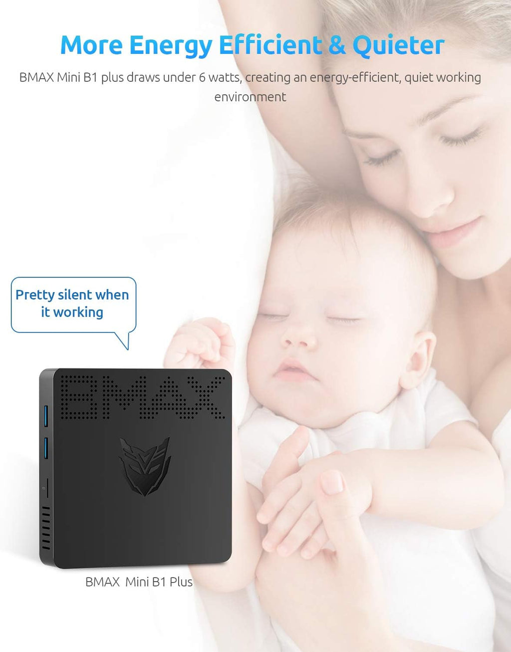 Mini PC N4000 6GB DDR4 64GB eMMC Fanless Dual WiFi HDMI+VGA 4K Dual-Screen BT4.2 USB x4 P46957