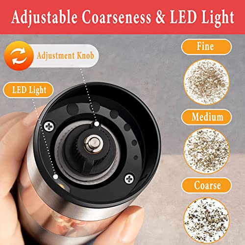 Rechargeable Electric Salt and Pepper Grinder Set with Holder Stainless Steel G203