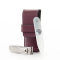 Nail clipper and Glass Nail File Set in Purple Leather Case F477